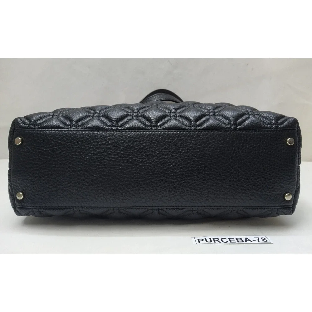 Kate Spade Black Leather Quilted Chain Strap Turnlock Satchel Shoulder Bag